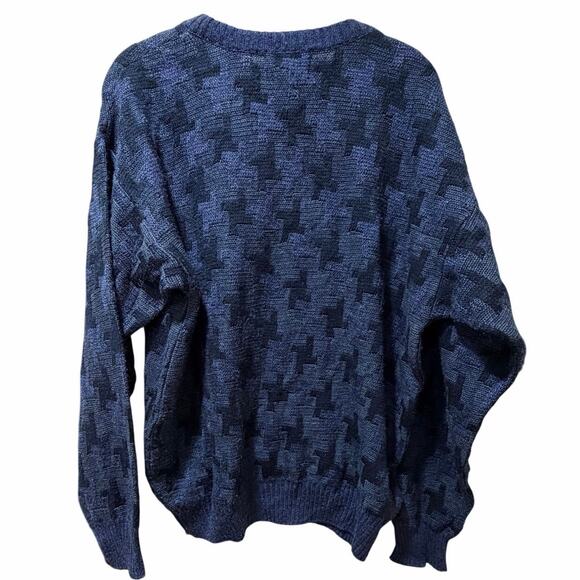 VTG Jantzen 90s Men’s SZ Medium Grandpa Geometric Houndstooth Pullover Sweater - Picture 4 of 11